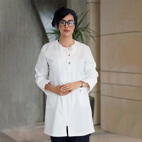 روپوش سفید زنانه مدل زیپ دکمه