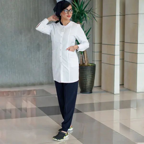 روپوش سفید زنانه مدل دکمه فلزی